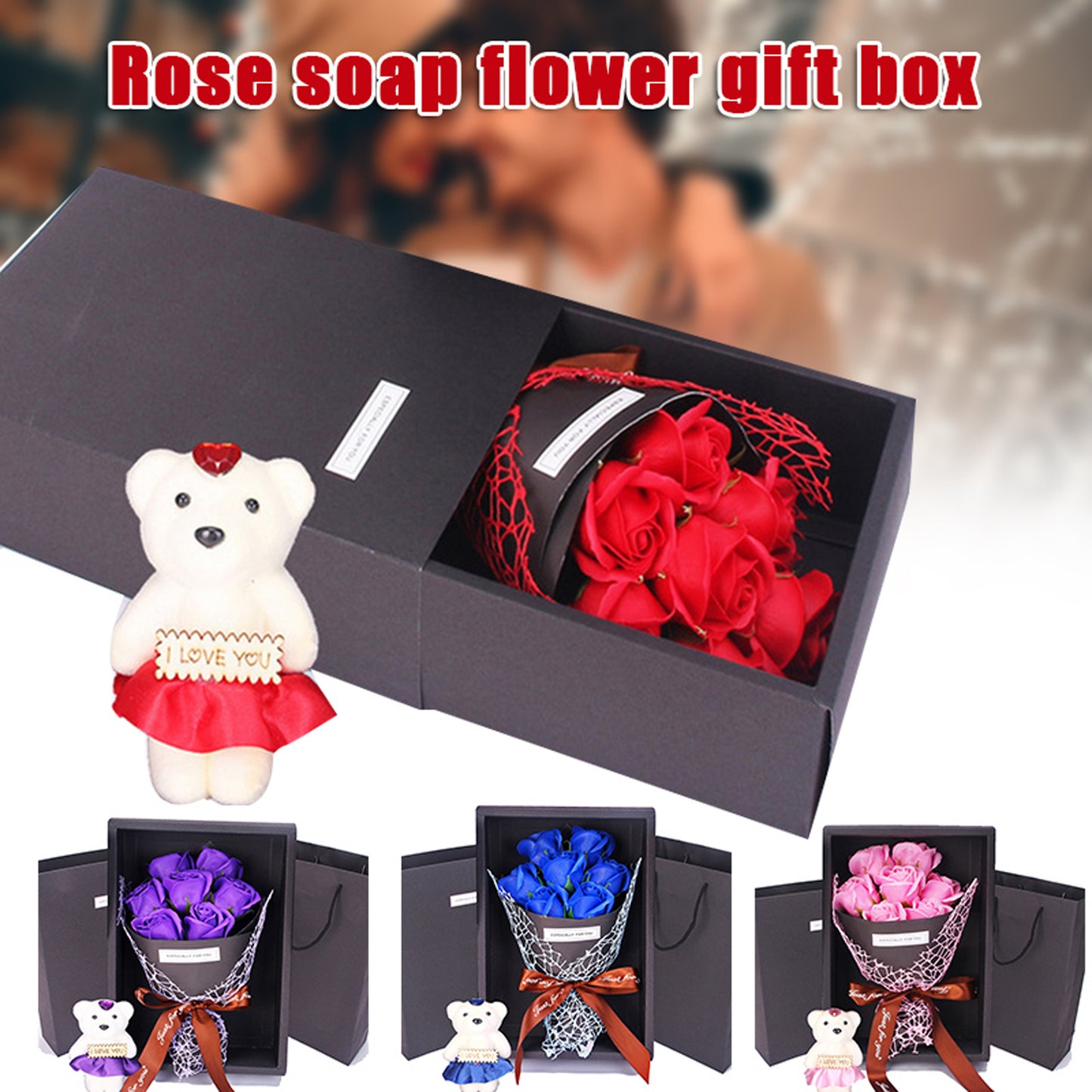 Artificial Flowers 7 Rose Soap Bouquet