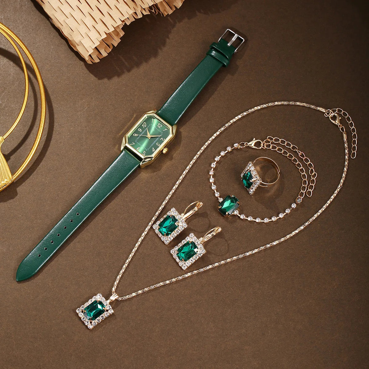6/5/1PCS Luxury Quartz Wristwatch Jewelry Set