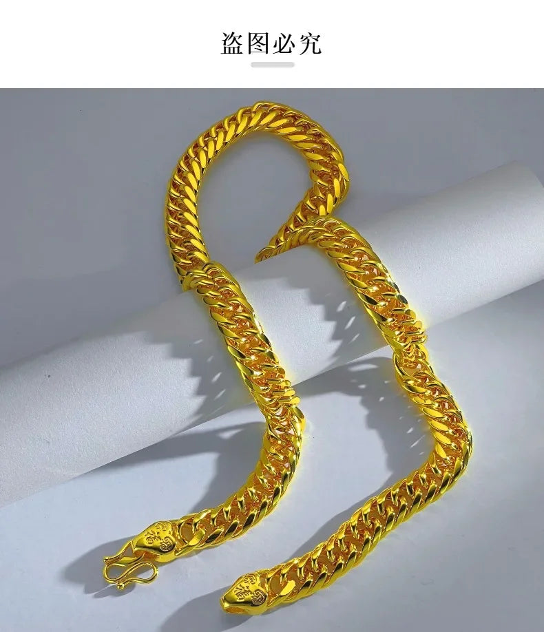 Thick Gold Fu Buckle Boss Necklace