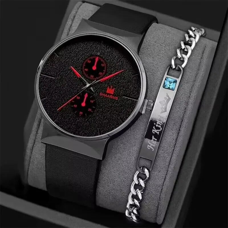 Luxury 2pcs Quartz Watch Bracelet Set