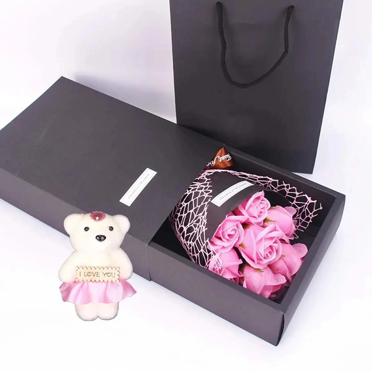 Artificial Flowers 7 Rose Soap Bouquet