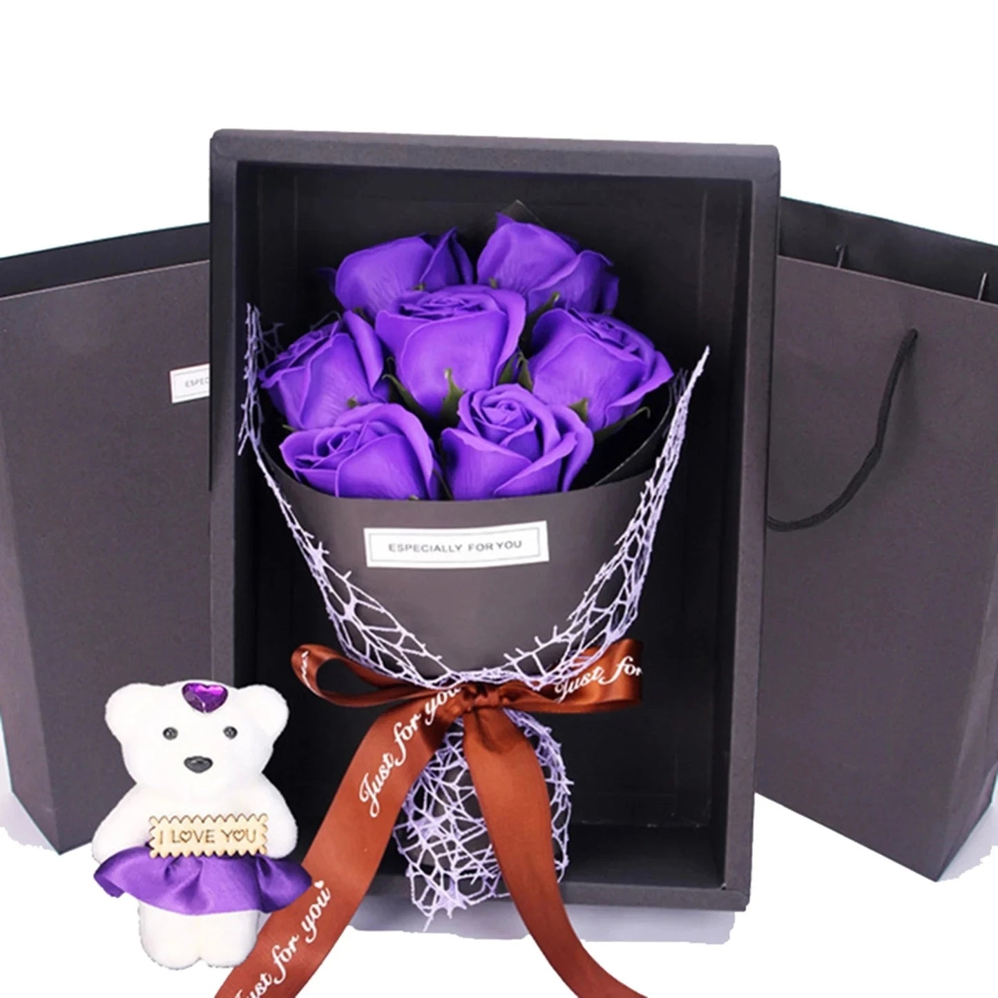 Artificial Flowers 7 Rose Soap Bouquet