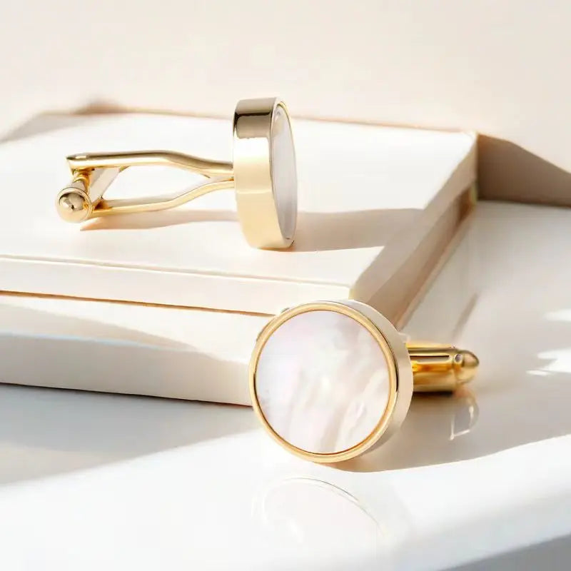 Round Natural Shell Cufflinks