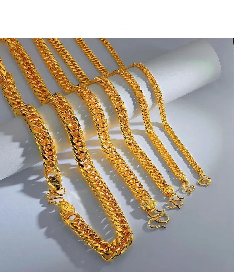 Thick Gold Fu Buckle Boss Necklace