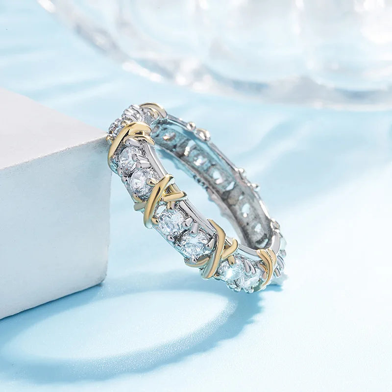 Luxury Zircon Crystal 925 Sterling Silver Ring