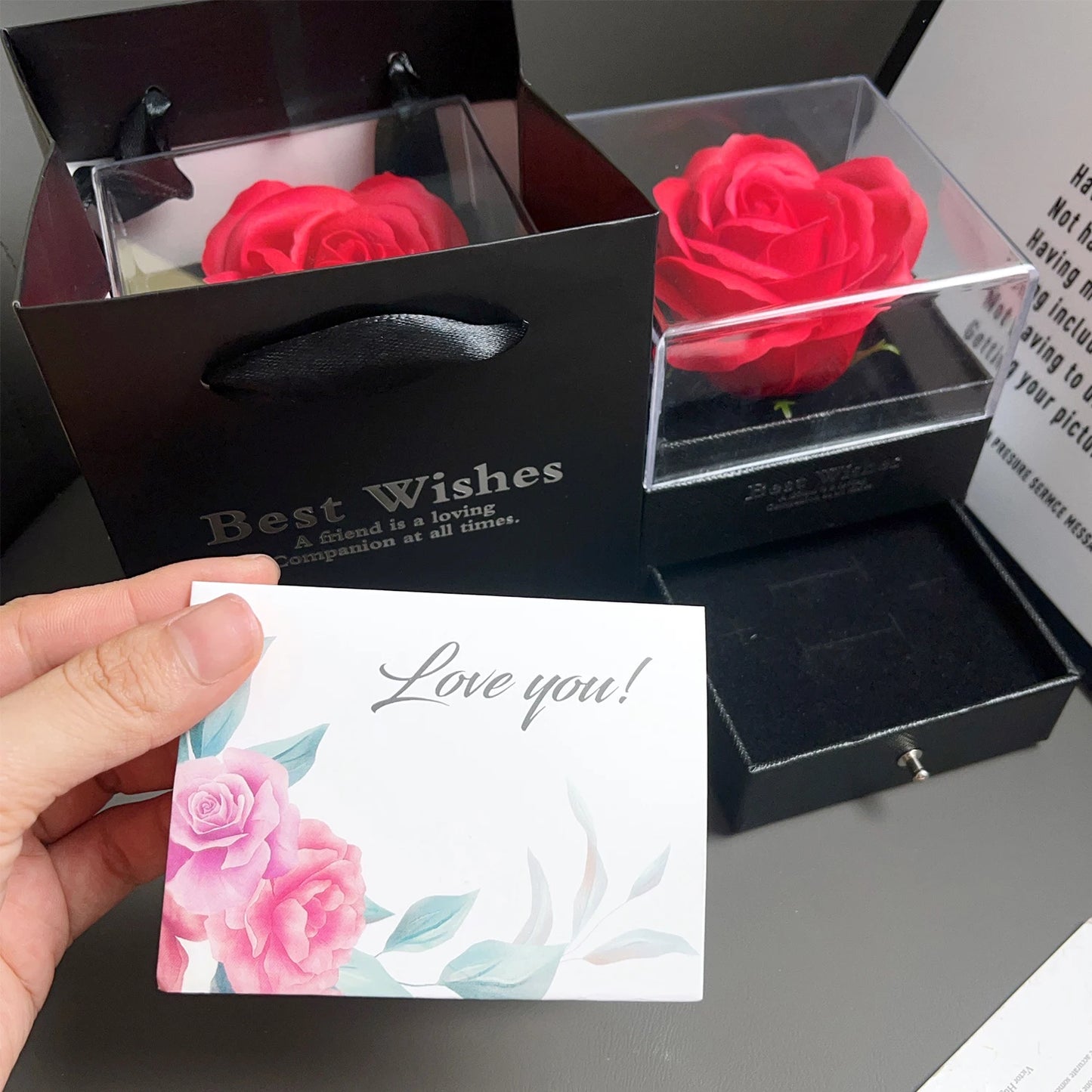 Sparkling Heart Love Necklace with Luxurious Rose