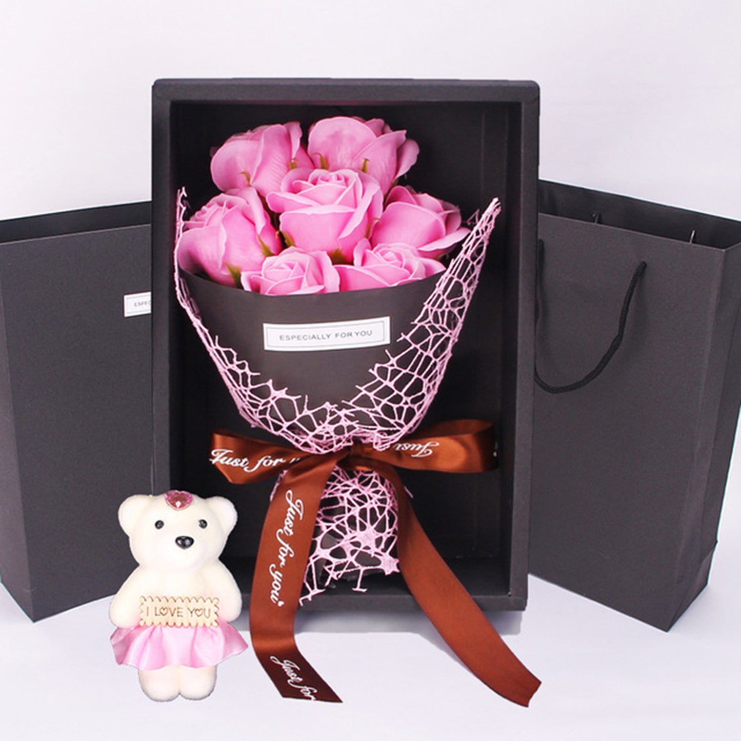 Artificial Flowers 7 Rose Soap Bouquet