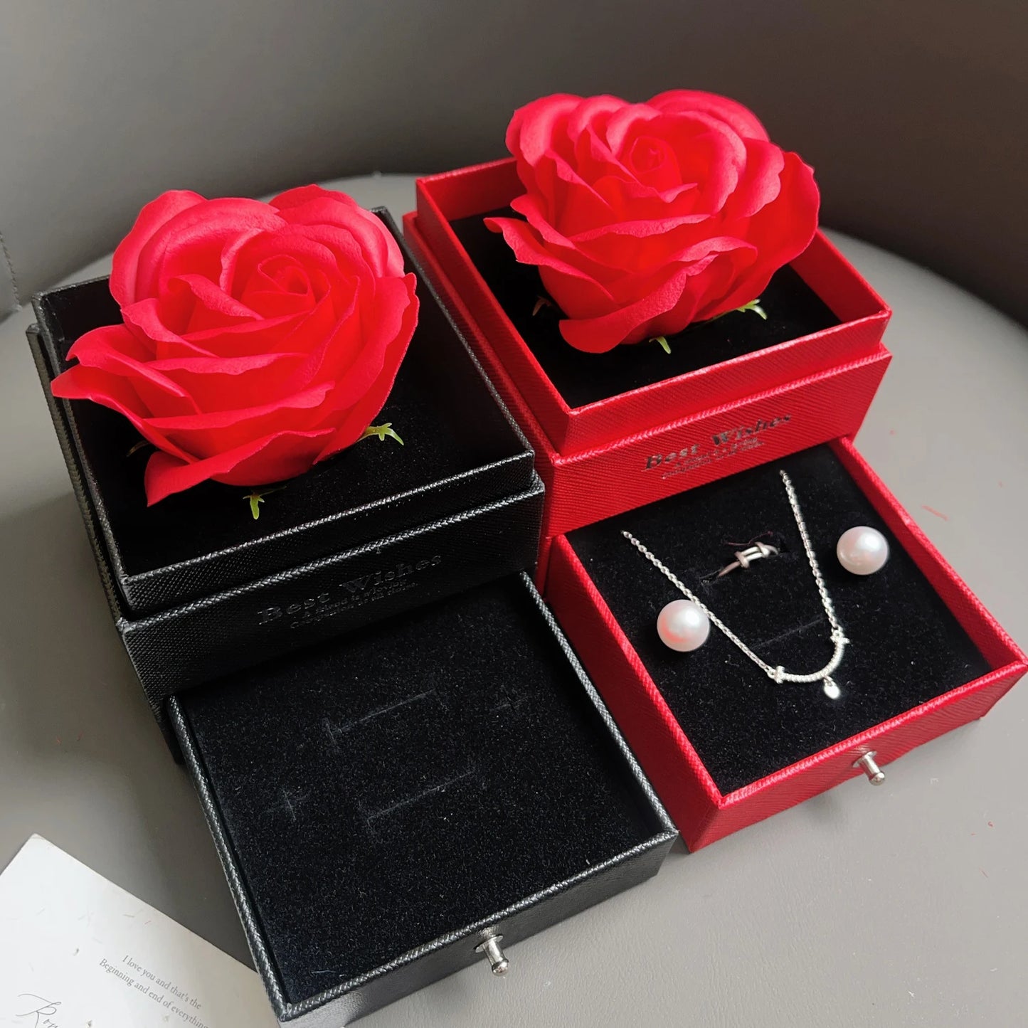 Sparkling Heart Love Necklace with Luxurious Rose