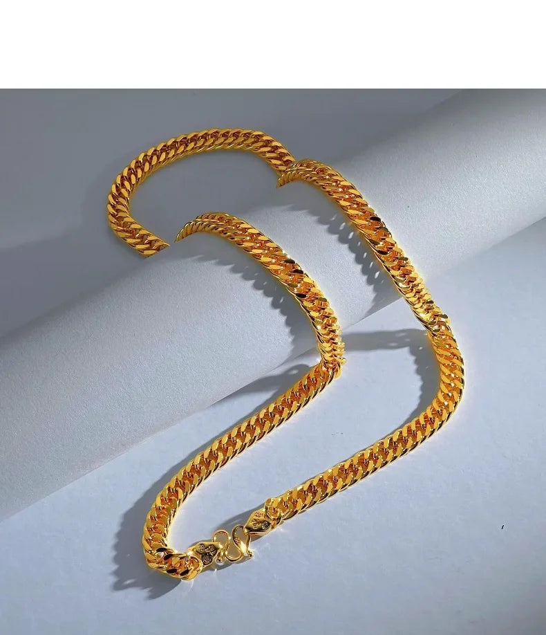 Thick Gold Fu Buckle Boss Necklace