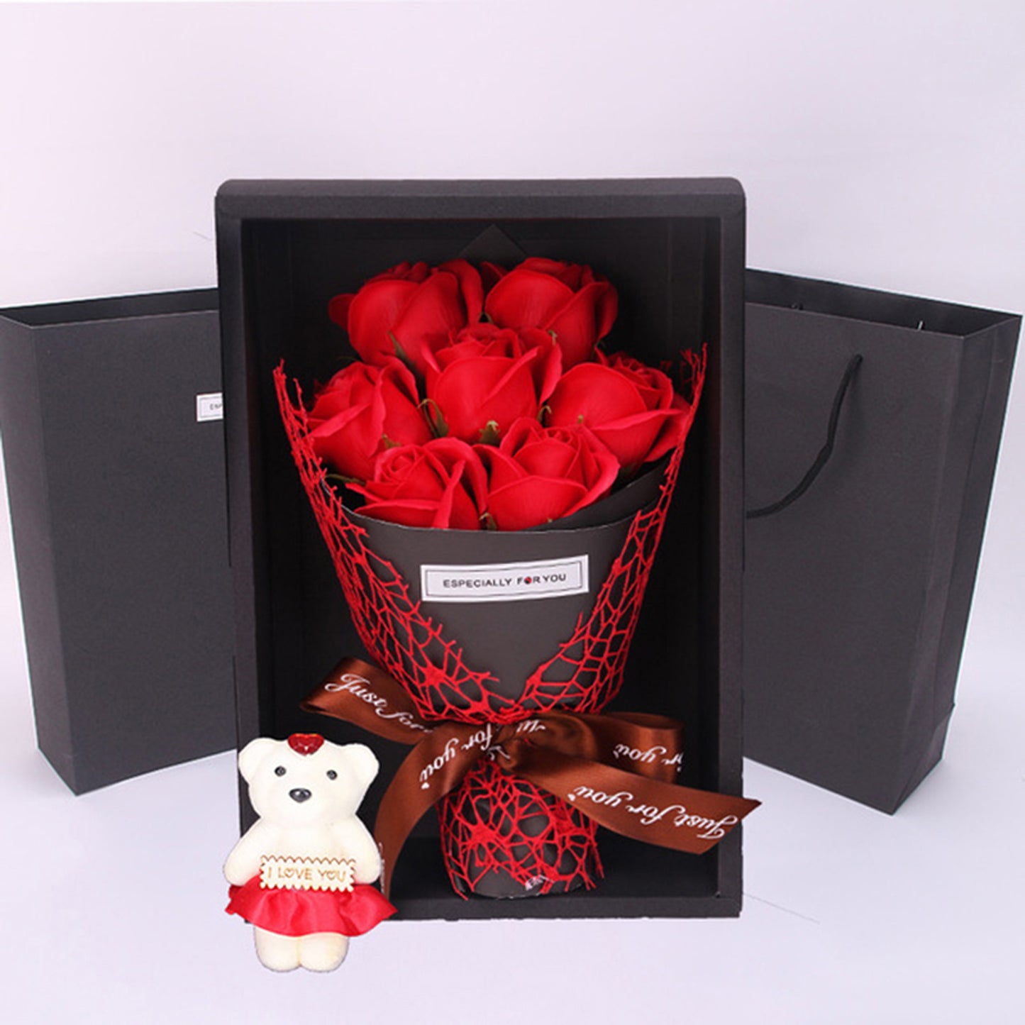 Artificial Flowers 7 Rose Soap Bouquet