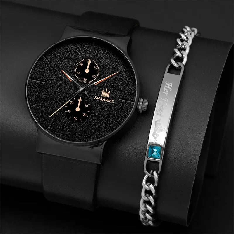 Luxury 2pcs Quartz Watch Bracelet Set