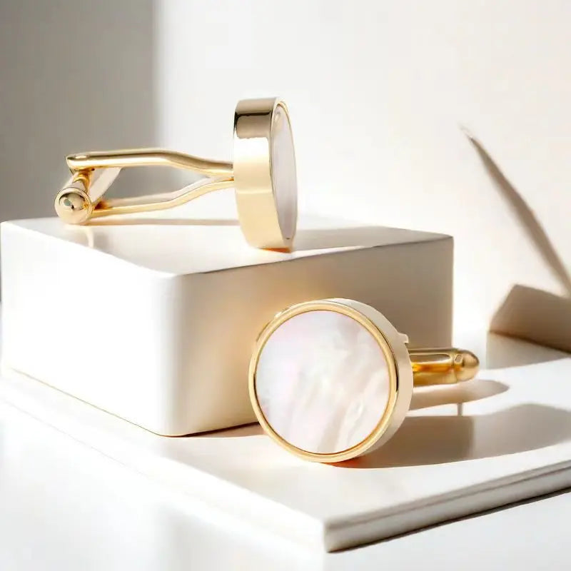 Round Natural Shell Cufflinks