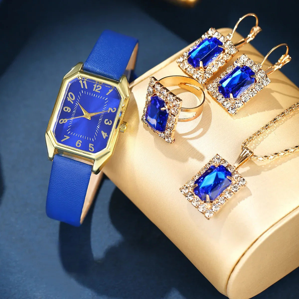 6/5/1PCS Luxury Quartz Wristwatch Jewelry Set