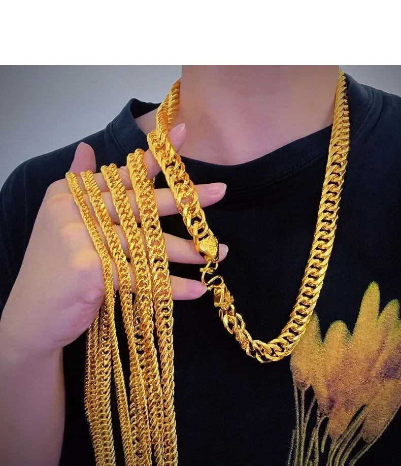 Thick Gold Fu Buckle Boss Necklace