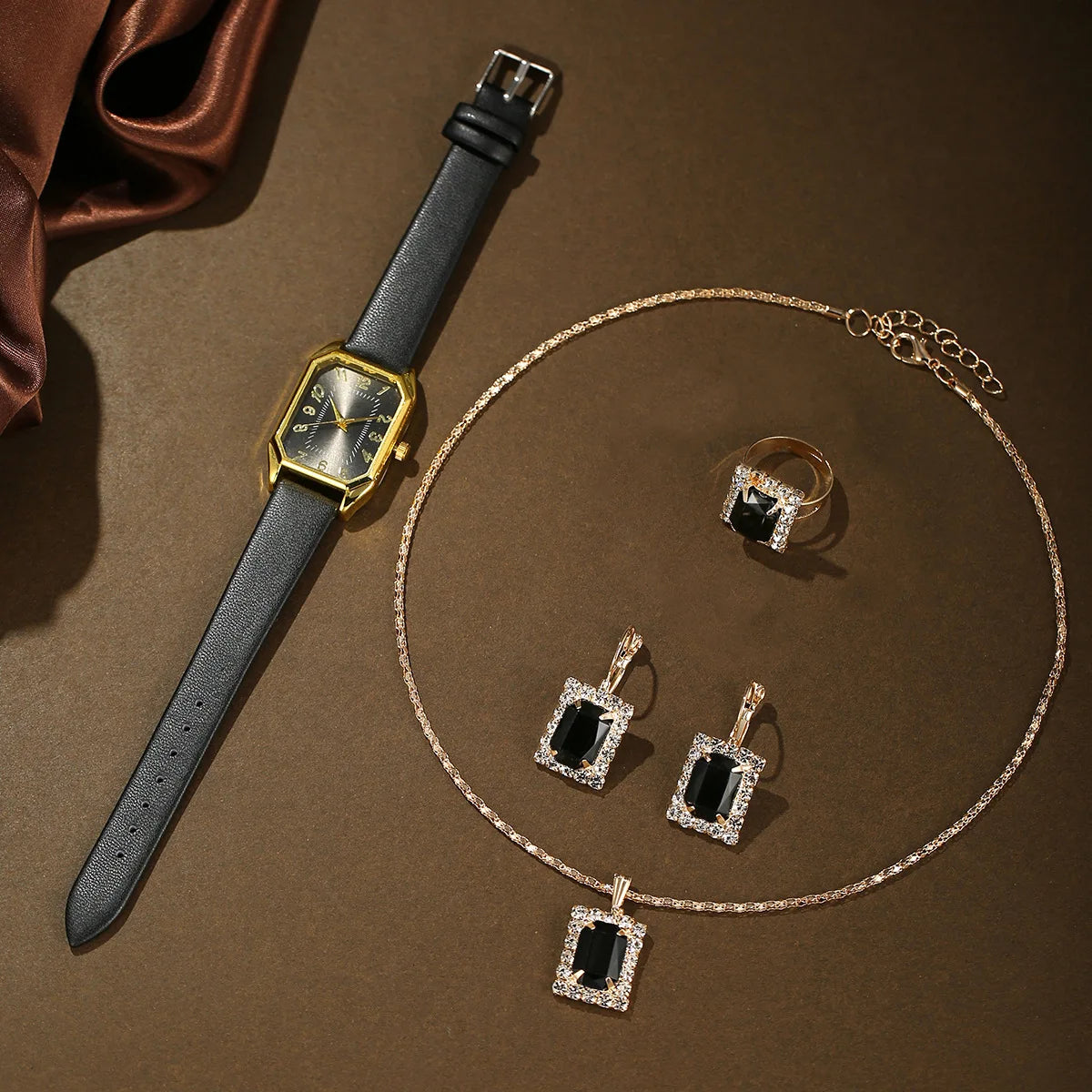 6/5/1PCS Luxury Quartz Wristwatch Jewelry Set