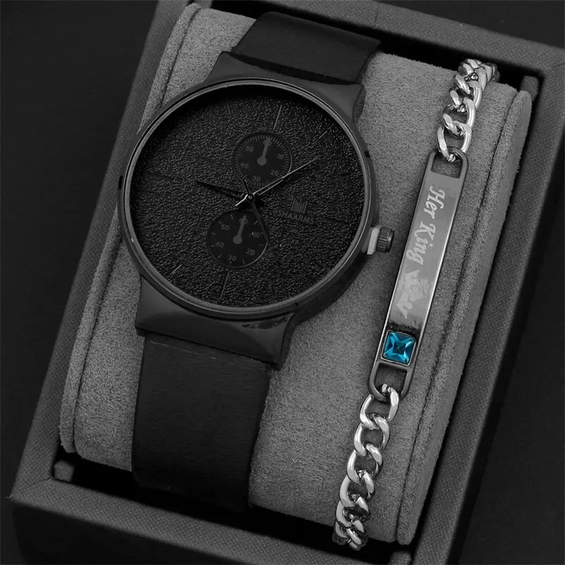 Luxury 2pcs Quartz Watch Bracelet Set