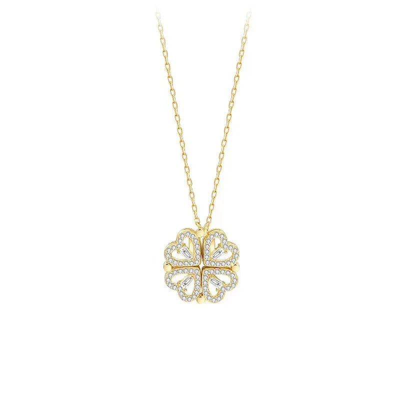 Magnetic Folding Heart Necklace Rose Box