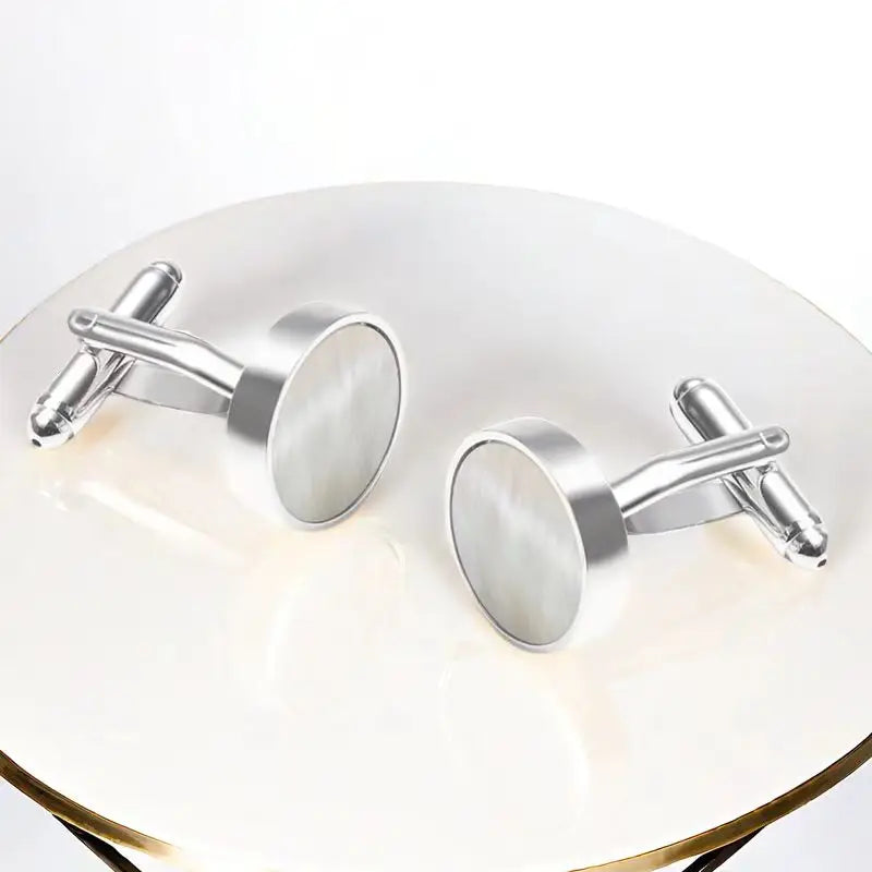 Round Natural Shell Cufflinks