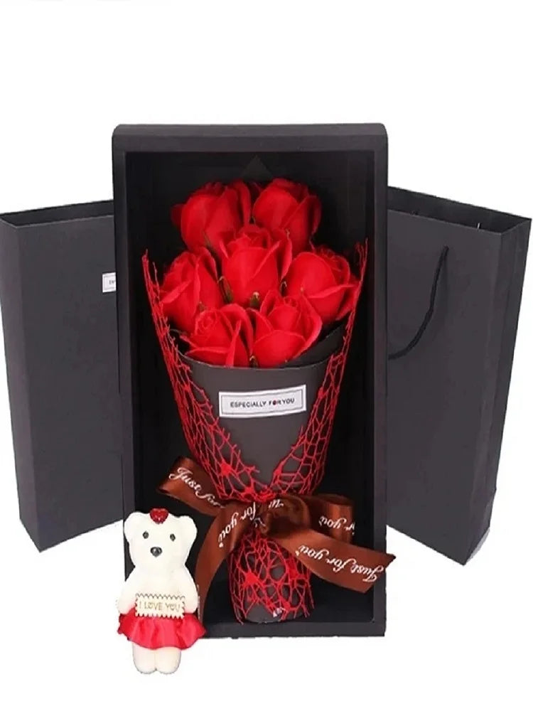 Artificial Flowers 7 Rose Soap Bouquet