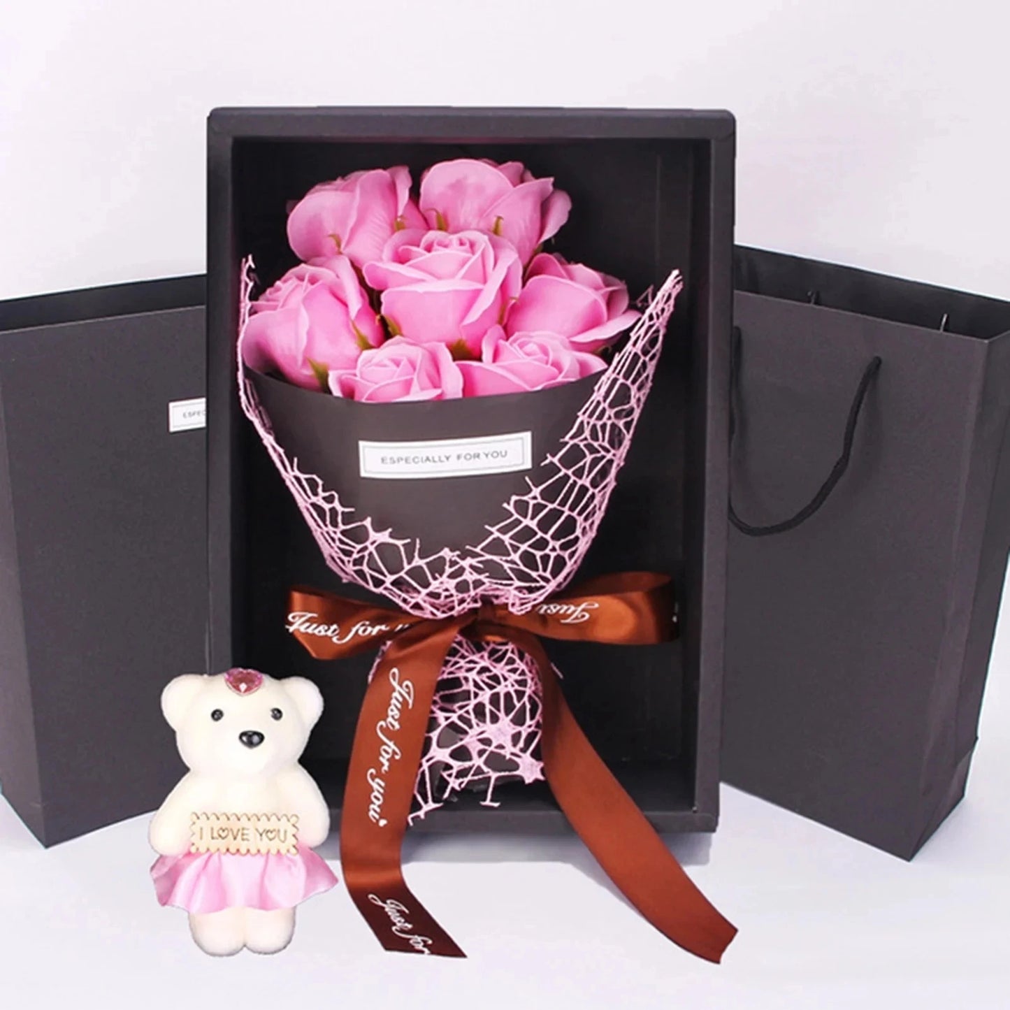 Artificial Flowers 7 Rose Soap Bouquet