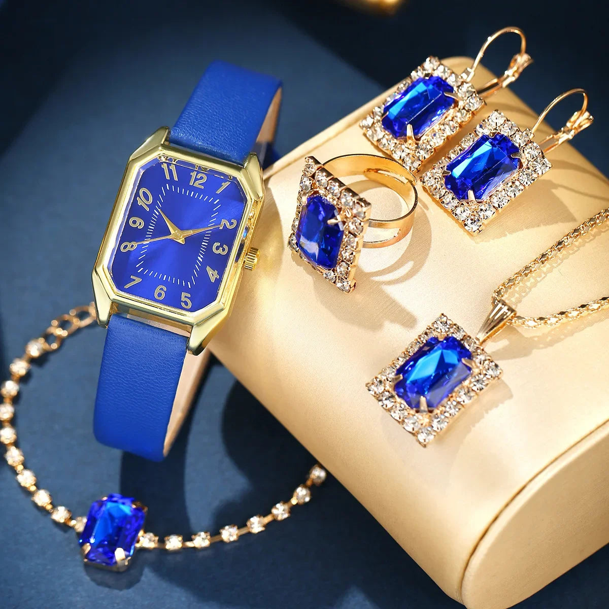 6/5/1PCS Luxury Quartz Wristwatch Jewelry Set