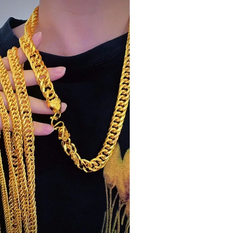 Thick Gold Fu Buckle Boss Necklace