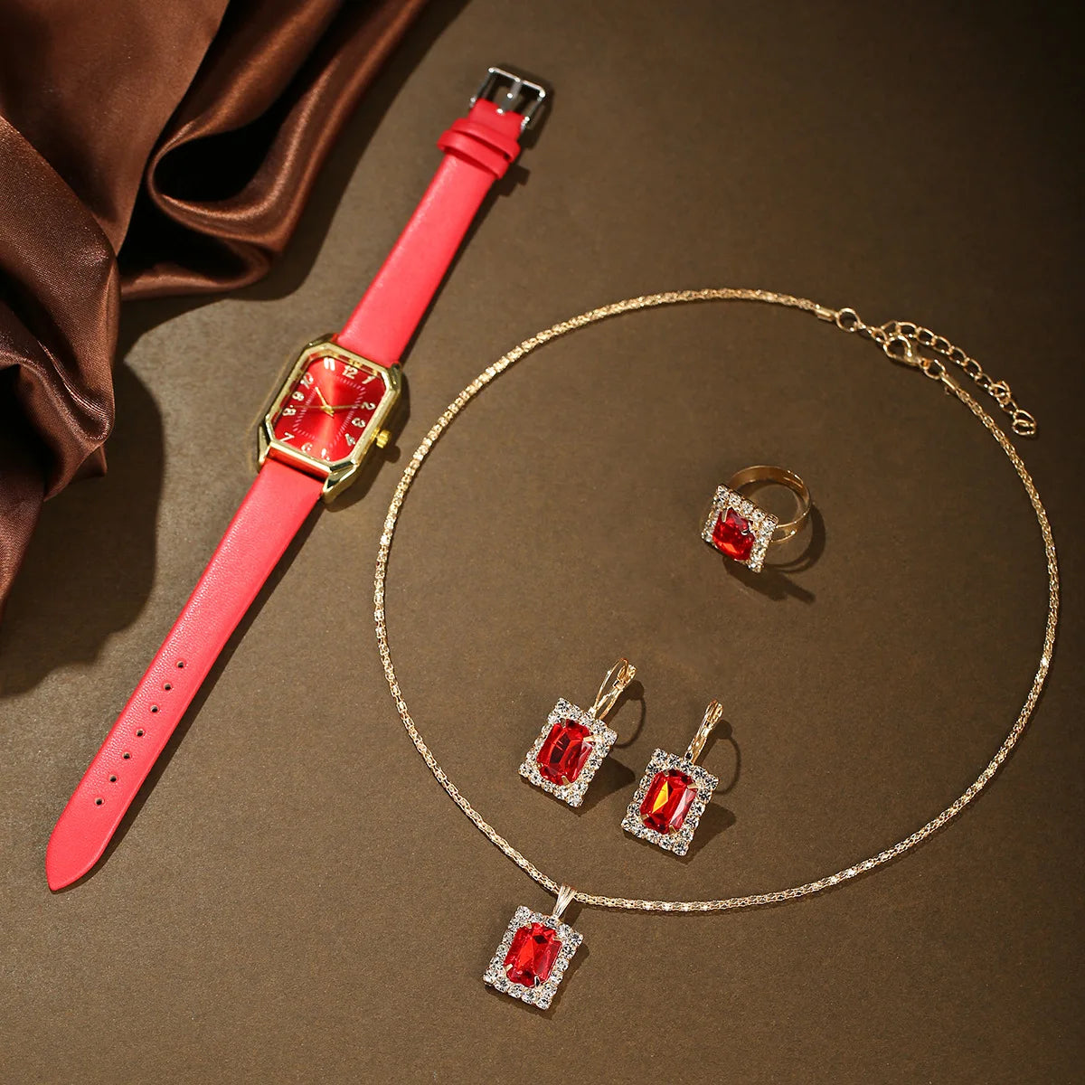 6/5/1PCS Luxury Quartz Wristwatch Jewelry Set