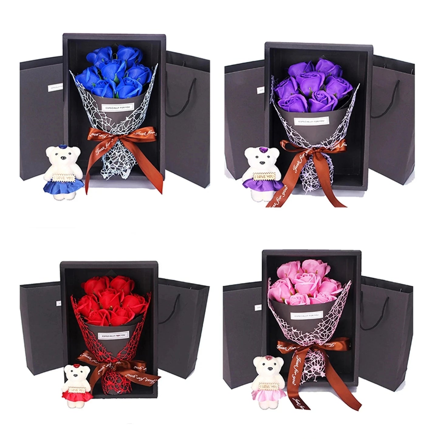 Artificial Flowers 7 Rose Soap Bouquet