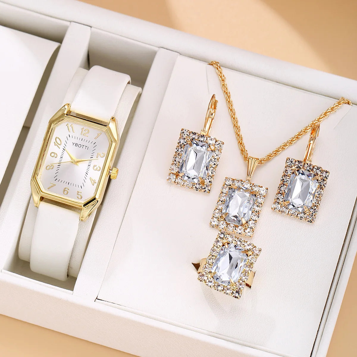 6/5/1PCS Luxury Quartz Wristwatch Jewelry Set