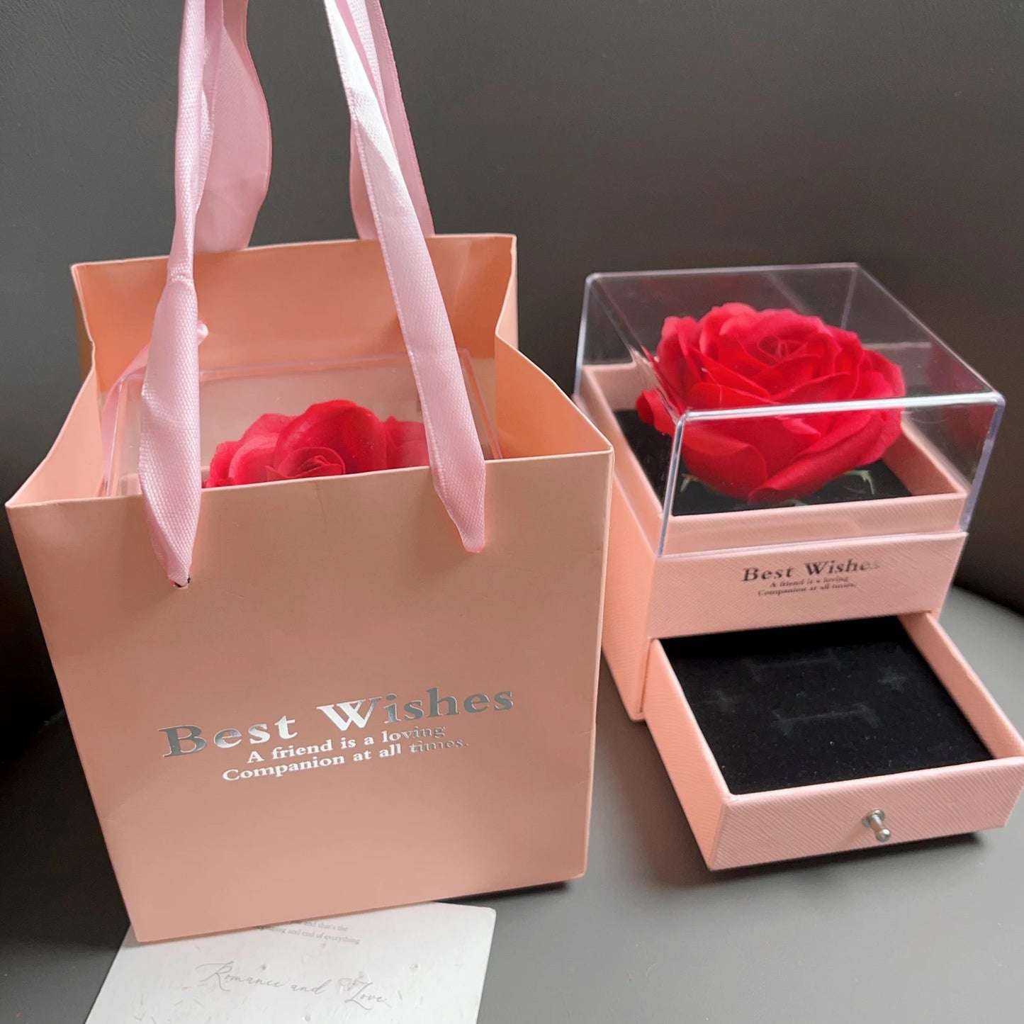Sparkling Heart Love Necklace with Luxurious Rose
