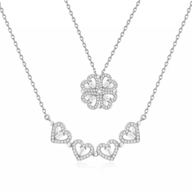 Magnetic Folding Heart Necklace Rose Box