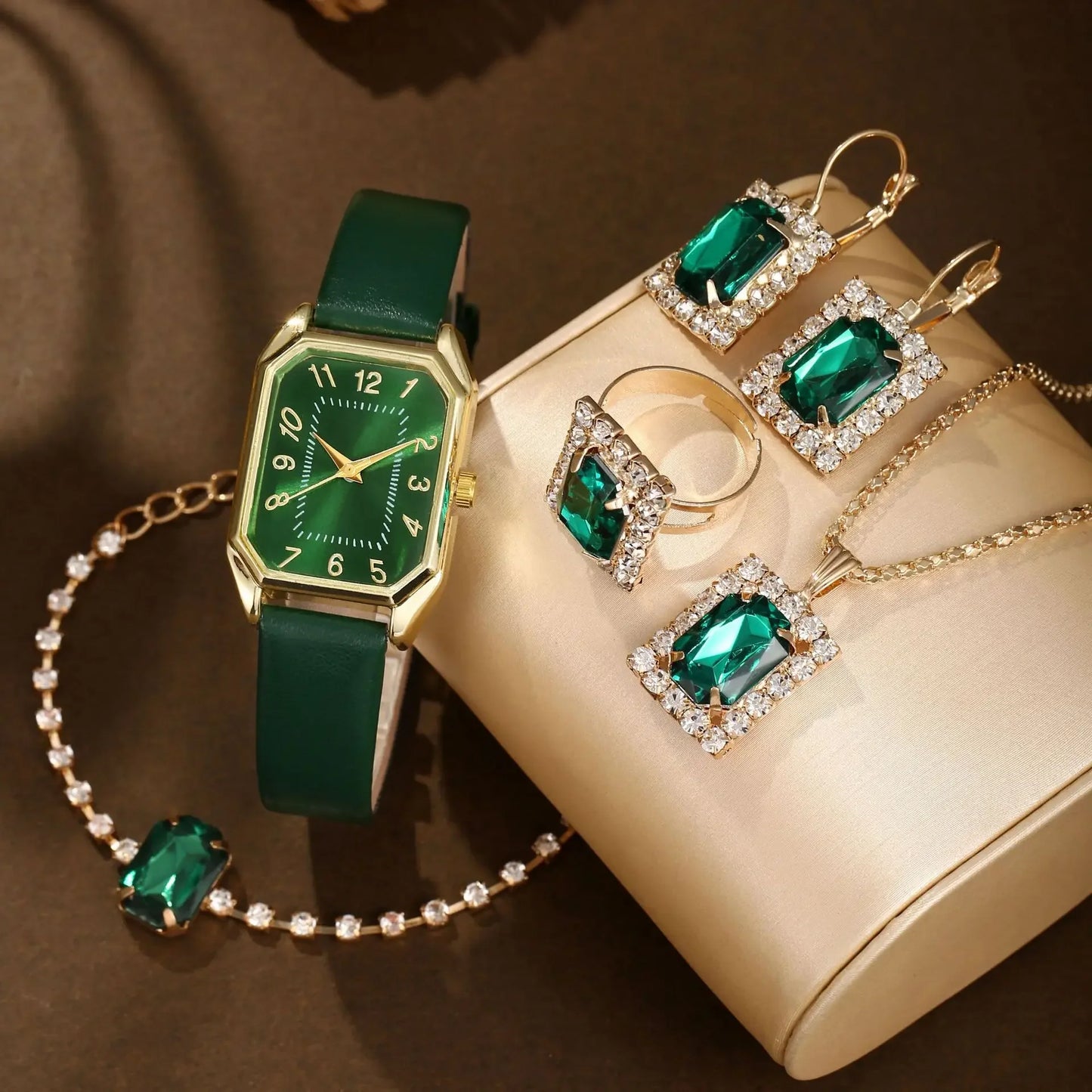 6/5/1PCS Luxury Quartz Wristwatch Jewelry Set