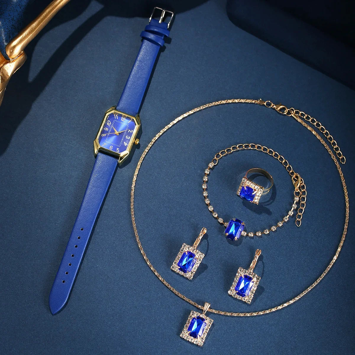 6/5/1PCS Luxury Quartz Wristwatch Jewelry Set