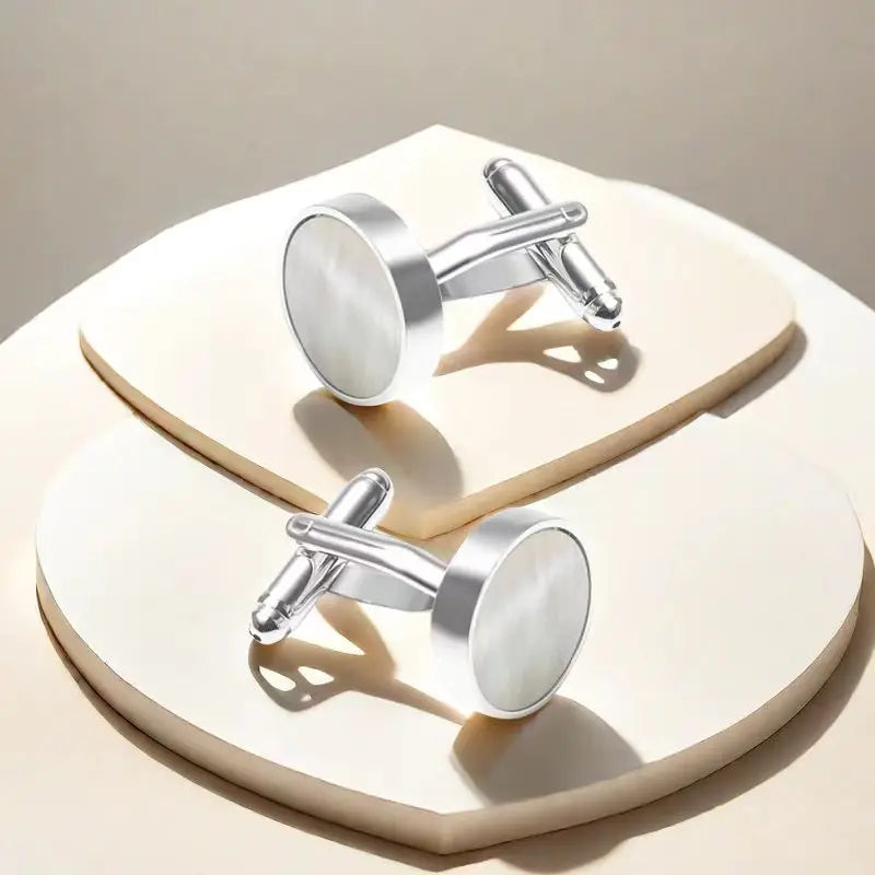 Round Natural Shell Cufflinks