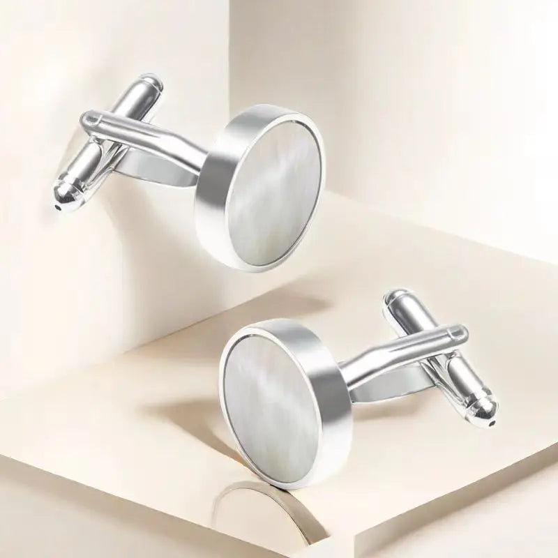 Round Natural Shell Cufflinks